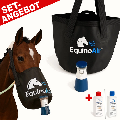 EquinoAir Sole-Starterset – Pferdeinhalator inkl. TotesMeer-Salzsole (250 ml)